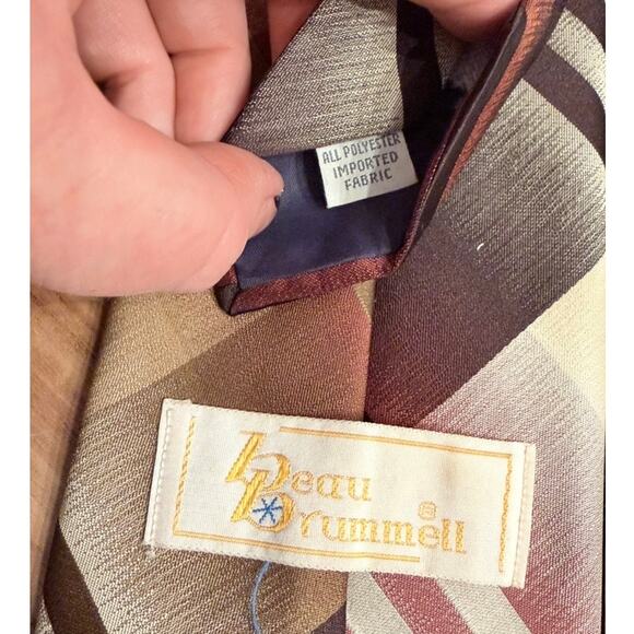 VTG 70s Lot 3 Wide Neck Ties Polyester Brown Costume Cosplay Refashion Groovy - Picture 4 of 7